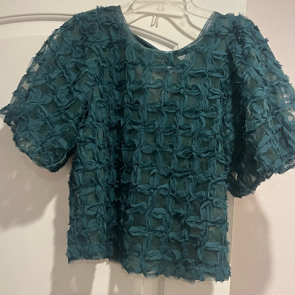 Elegant forest green  lace top.